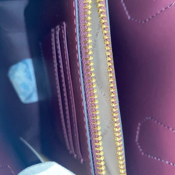 Michael Kors Mercer Messenger Bag Medium Satchel Purse MK Signature Merlot - Picture 3 of 9